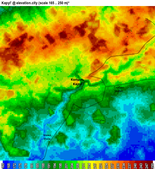 Zoom OUT 2x Kapyl’, Belarus elevation map