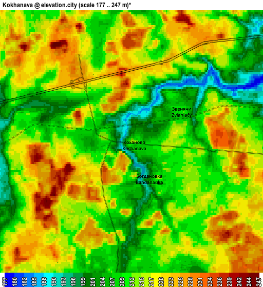 Zoom OUT 2x Kokhanava, Belarus elevation map