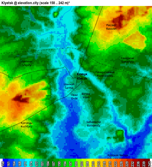 Zoom OUT 2x Klyetsk, Belarus elevation map