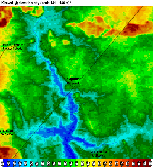 Zoom OUT 2x Kirawsk, Belarus elevation map