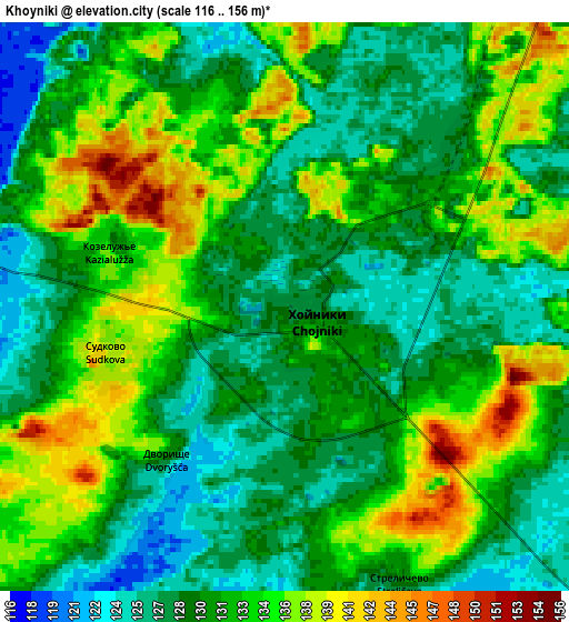 Zoom OUT 2x Khoyniki, Belarus elevation map