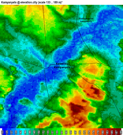 Zoom OUT 2x Kamyanyets, Belarus elevation map