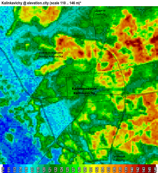 Zoom OUT 2x Kalinkavichy, Belarus elevation map