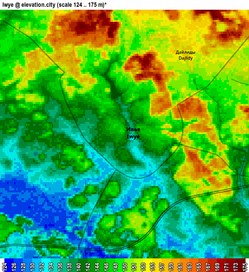 Zoom OUT 2x Iwye, Belarus elevation map