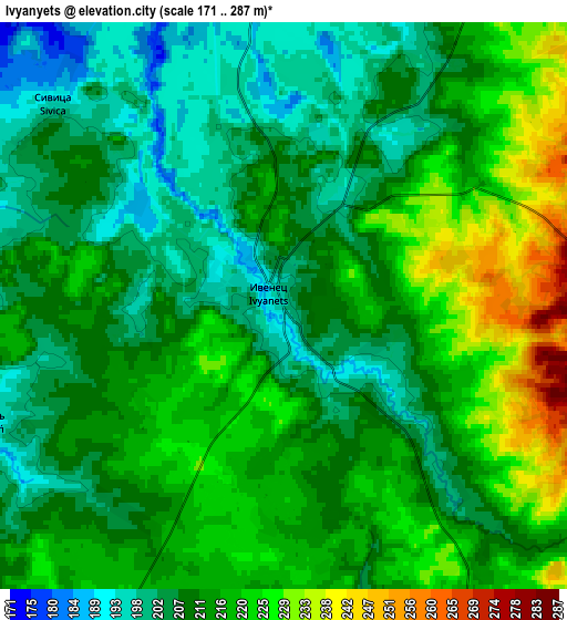 Zoom OUT 2x Ivyanyets, Belarus elevation map