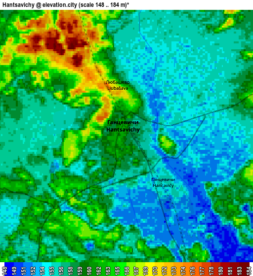 Zoom OUT 2x Hantsavichy, Belarus elevation map