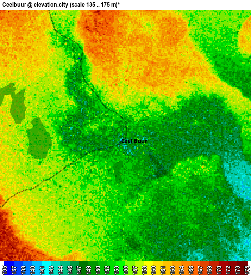 Zoom OUT 2x Ceelbuur, Somalia elevation map