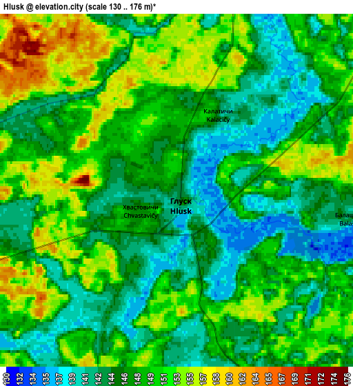 Zoom OUT 2x Hlusk, Belarus elevation map