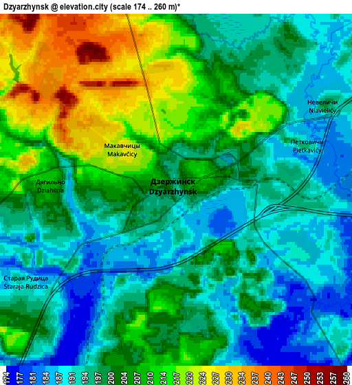 Zoom OUT 2x Dzyarzhynsk, Belarus elevation map