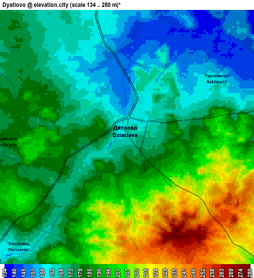 Zoom OUT 2x Dyatlovo, Belarus elevation map