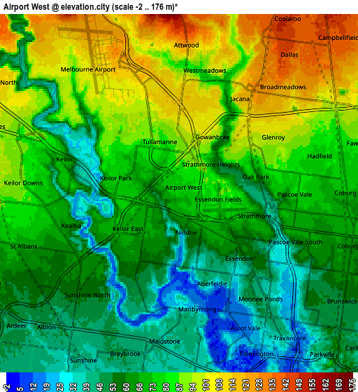 Zoom OUT 2x Airport West, Australia elevation map