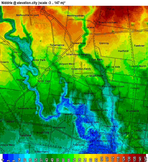 Zoom OUT 2x Niddrie, Australia elevation map