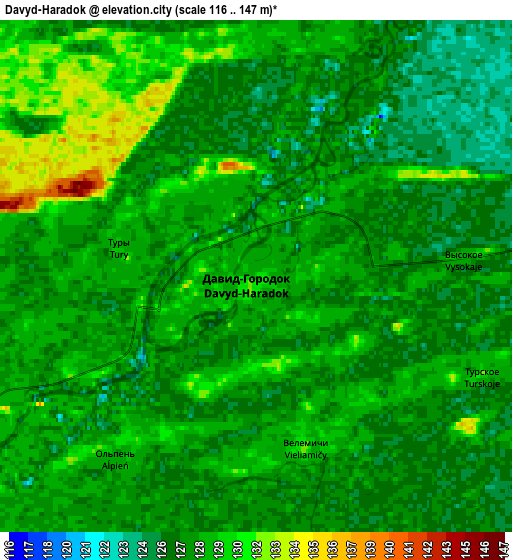 Zoom OUT 2x Davyd-Haradok, Belarus elevation map