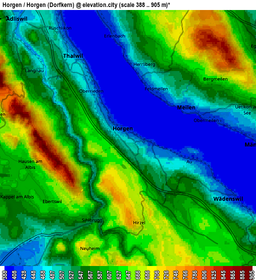 Zoom OUT 2x Horgen / Horgen (Dorfkern), Switzerland elevation map