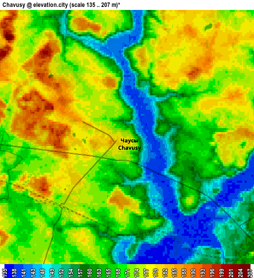 Zoom OUT 2x Chavusy, Belarus elevation map