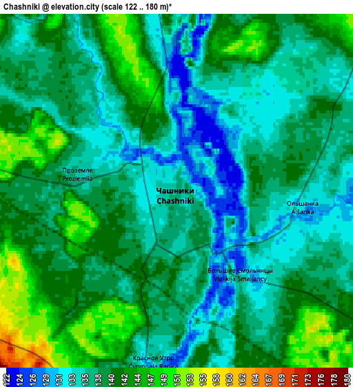 Zoom OUT 2x Chashniki, Belarus elevation map