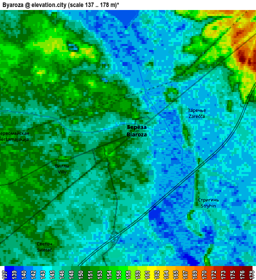 Zoom OUT 2x Byaroza, Belarus elevation map