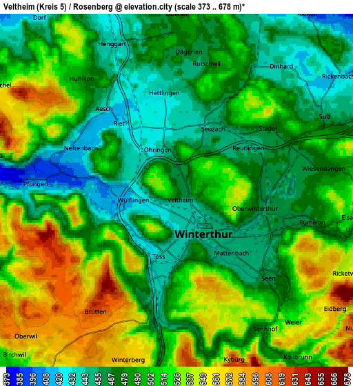 Zoom OUT 2x Veltheim (Kreis 5) / Rosenberg, Switzerland elevation map