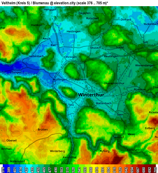 Zoom OUT 2x Veltheim (Kreis 5) / Blumenau, Switzerland elevation map