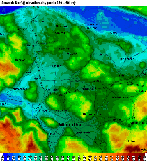 Zoom OUT 2x Seuzach Dorf, Switzerland elevation map