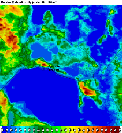 Zoom OUT 2x Braslaw, Belarus elevation map