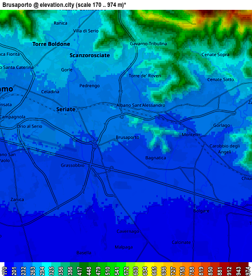 Zoom OUT 2x Brusaporto, Italy elevation map