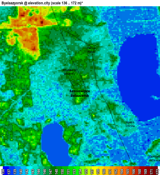 Zoom OUT 2x Byelaazyorsk, Belarus elevation map