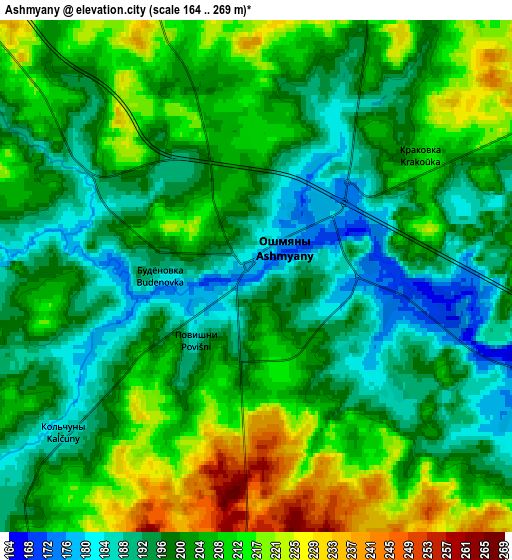 Zoom OUT 2x Ashmyany, Belarus elevation map