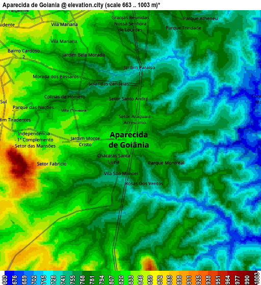 Zoom OUT 2x Aparecida de Goiânia, Brazil elevation map