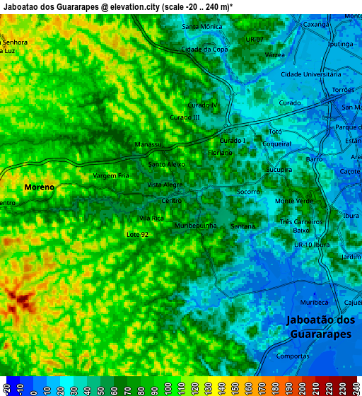 Zoom OUT 2x Jaboatão dos Guararapes, Brazil elevation map