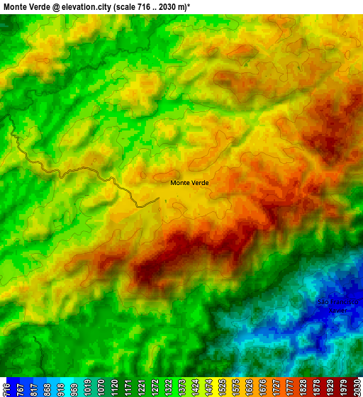 Zoom OUT 2x Monte Verde, Brazil elevation map