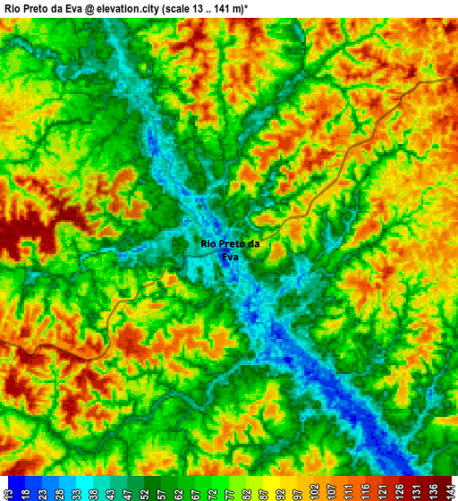 Zoom OUT 2x Rio Preto da Eva, Brazil elevation map