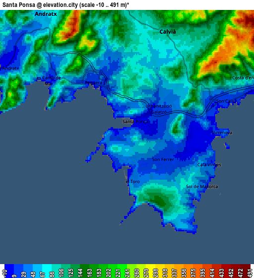 Zoom OUT 2x Santa Ponsa, Spain elevation map