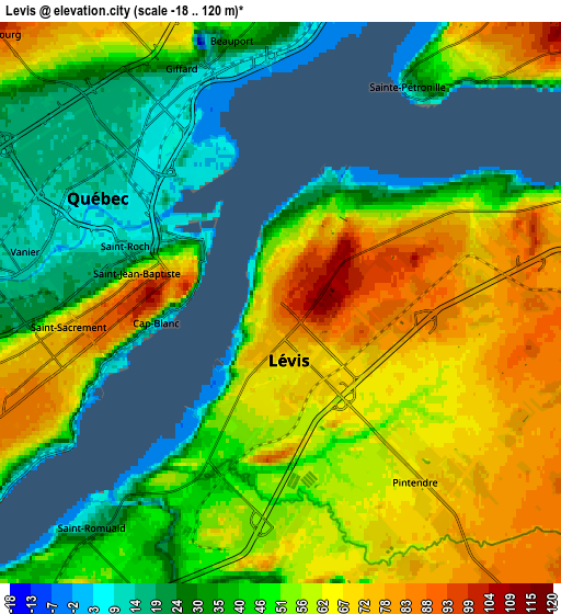 Zoom OUT 2x Lévis, Canada elevation map