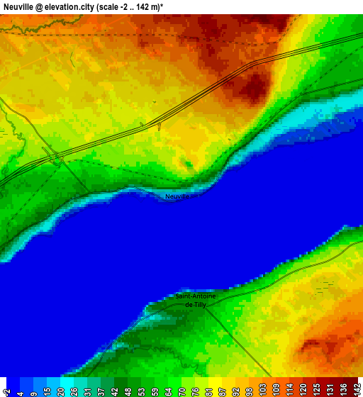 Zoom OUT 2x Neuville, Canada elevation map