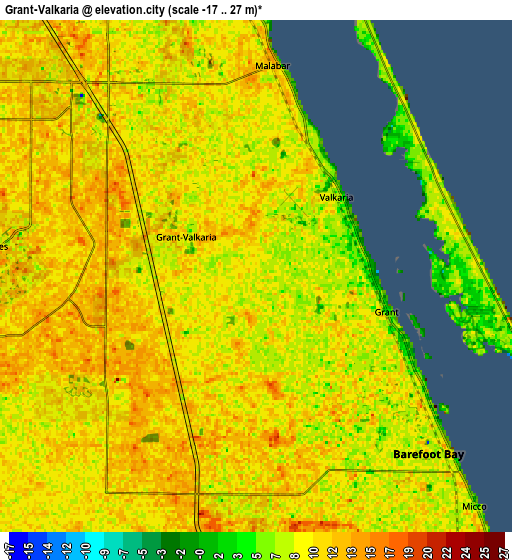 Zoom OUT 2x Grant-Valkaria, United States elevation map