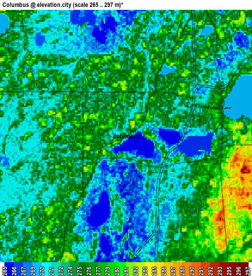 Zoom OUT 2x Columbus, United States elevation map