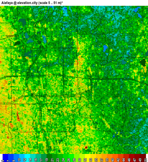 Zoom OUT 2x Alafaya, United States elevation map