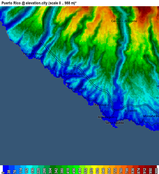 Zoom OUT 2x Puerto Rico, Spain elevation map