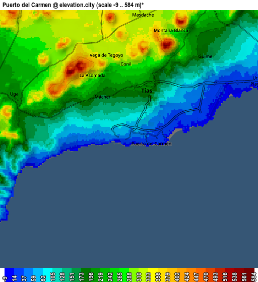 Zoom OUT 2x Puerto del Carmen, Spain elevation map