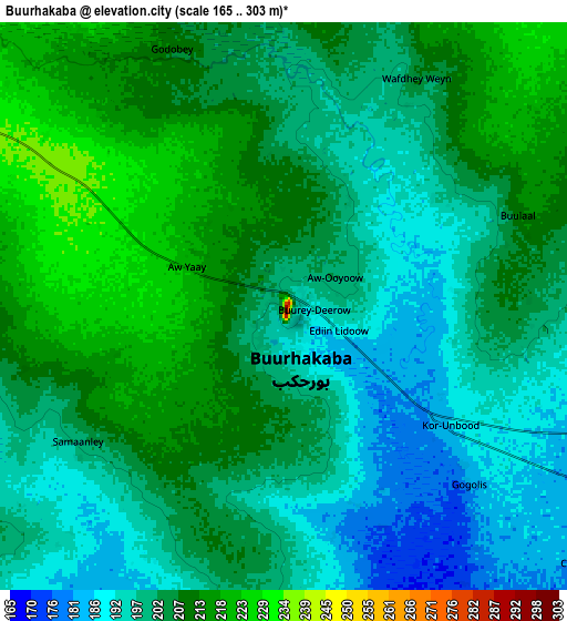 Zoom OUT 2x Buurhakaba, Somalia elevation map