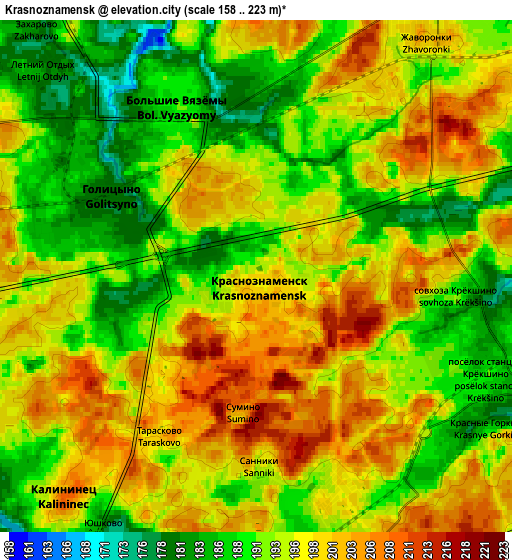 Zoom OUT 2x Krasnoznamensk, Russia elevation map