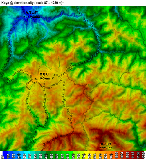 Zoom OUT 2x Kōya, Japan elevation map