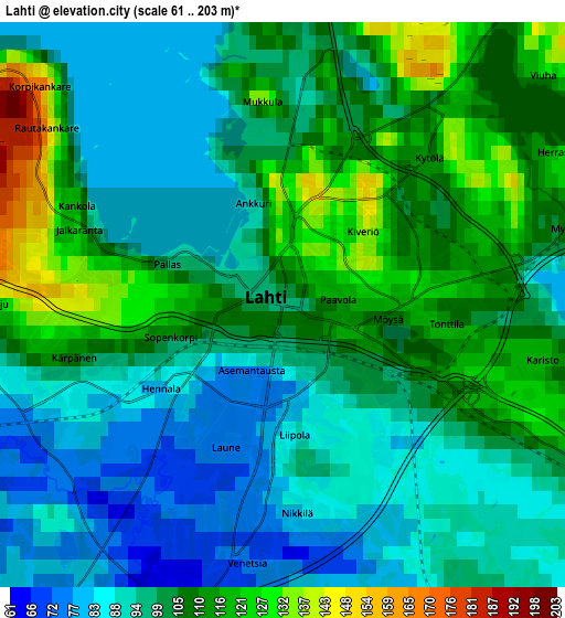 Zoom OUT 2x Lahti, Finland elevation map