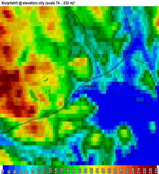 Zoom OUT 2x Korpilahti, Finland elevation map