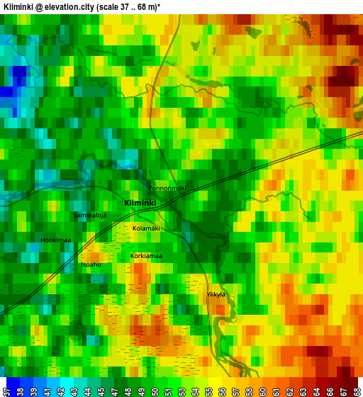 Zoom OUT 2x Kiiminki, Finland elevation map