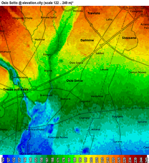 Zoom OUT 2x Osio Sotto, Italy elevation map