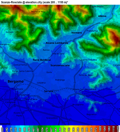 Zoom OUT 2x Scanzo-Rosciate, Italy elevation map