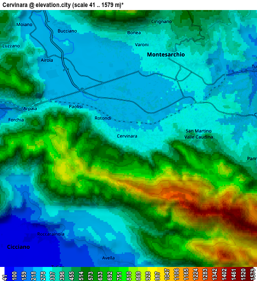 Zoom OUT 2x Cervinara, Italy elevation map