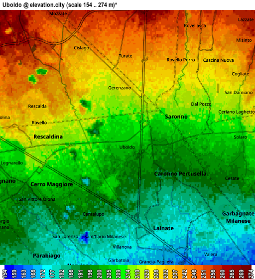 Zoom OUT 2x Uboldo, Italy elevation map